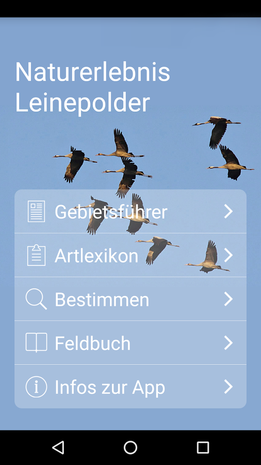 Startbildschirm der NaturApp Naturerlebnis Leinepolder