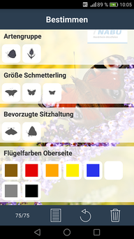 Bestimmungshilfe in der App 'Zeit der Schmetterlinge'